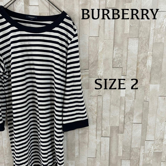 古着 BURBERRY LONDON 七分袖 Tシャツ サイズ2 ボーダー