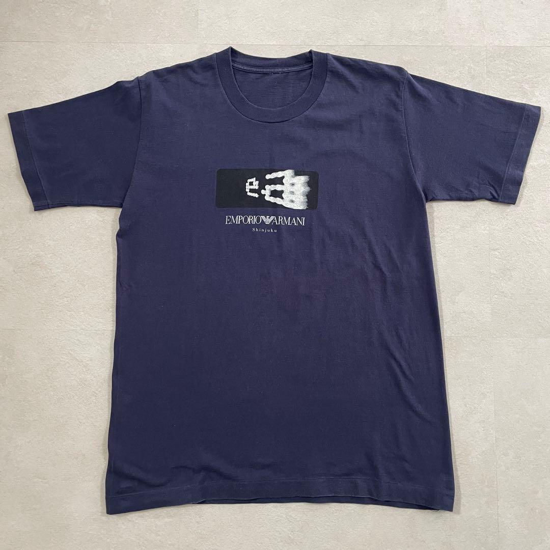 古着 EMPORIO ARMANI ロゴプリント ネイビー 半袖Tシャツ