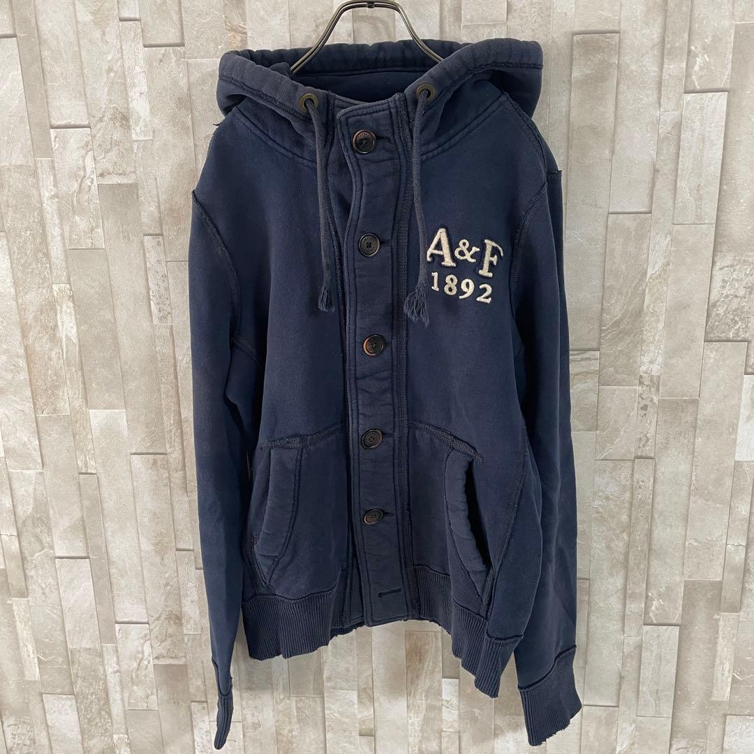 古着 Abercrombie & Fitch ダメージ加工パーカー S ネイビー
