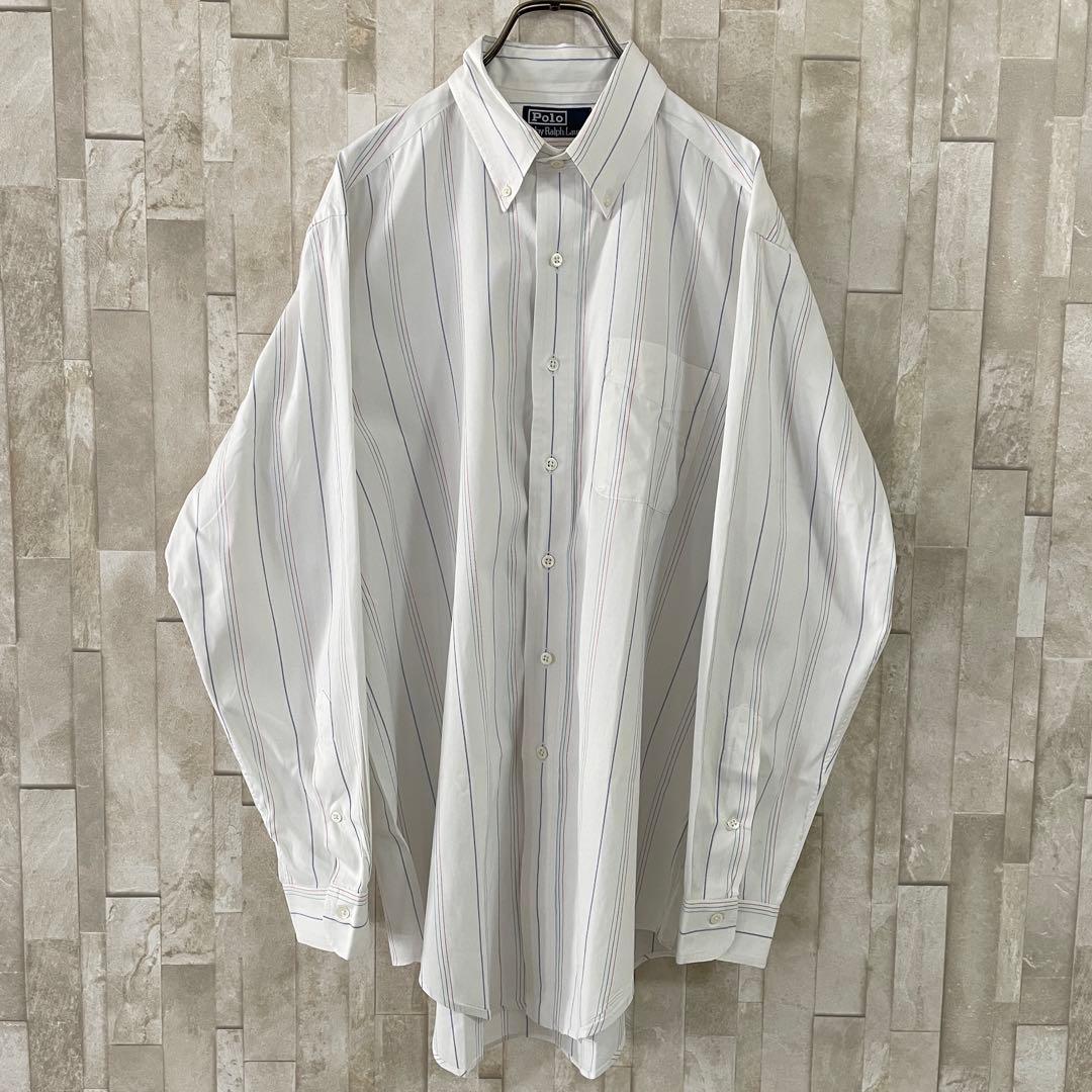 【美品】 POLO RALPH LAUREN 長袖シャツ ストライプ サイズL