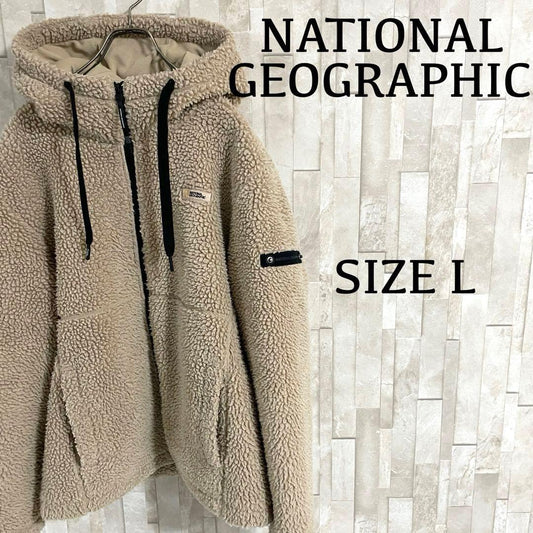 【美品】 NATIONAL GEOGRAPHIC ボアジャケット ベージュ L