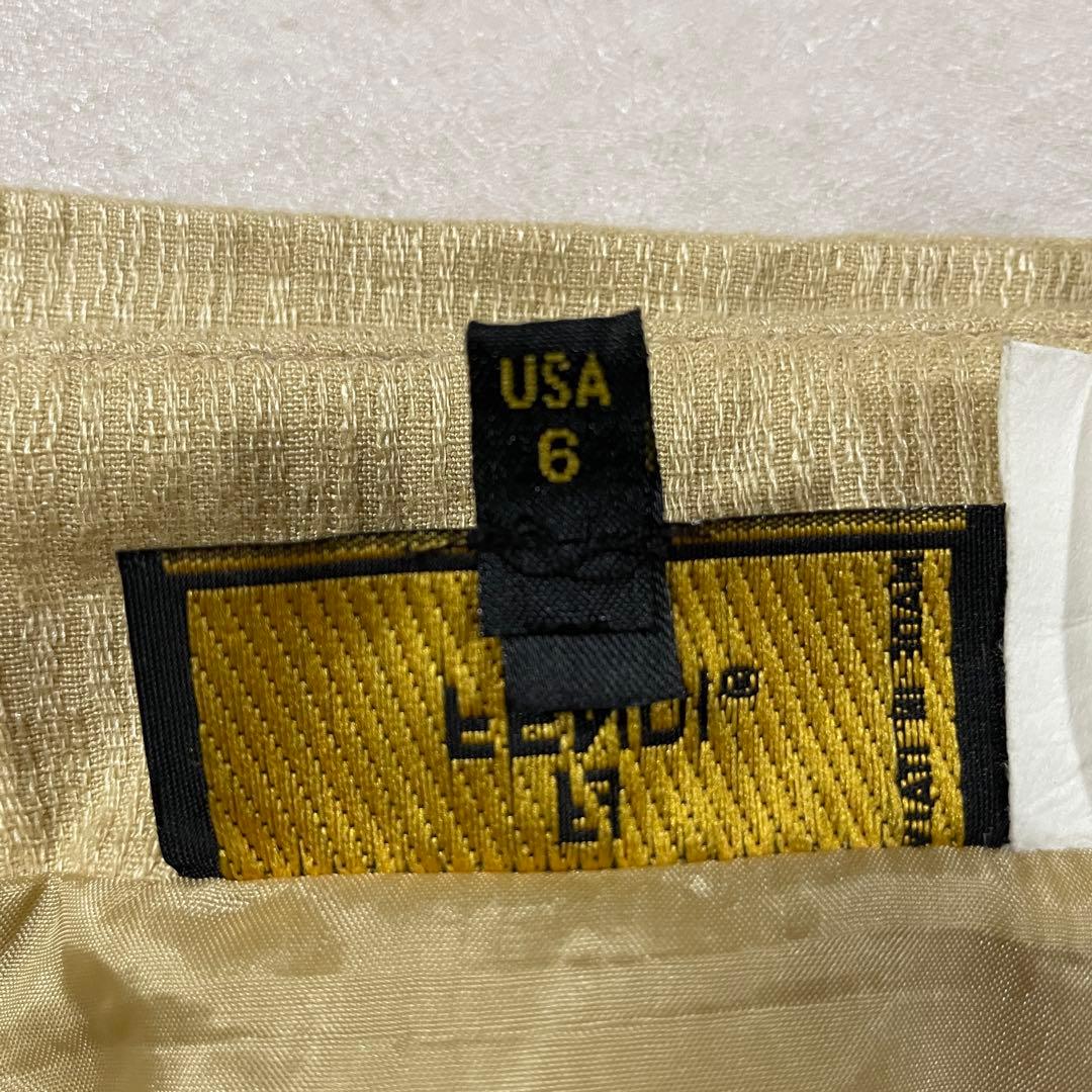 【美品】FENDI ひざ丈スカート イタリア製 麻100％ 40 ベージュ系