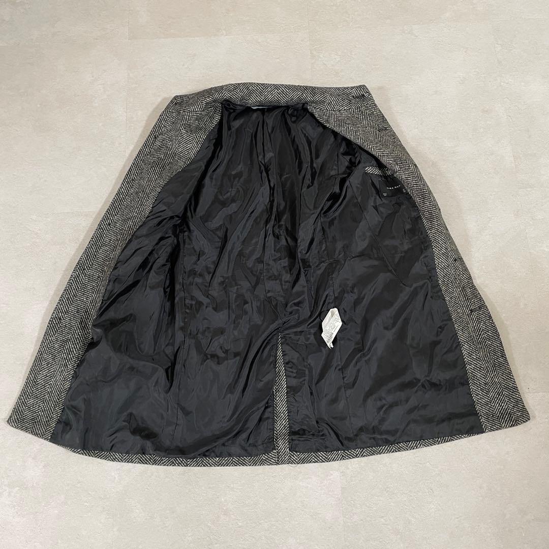 【美品】ZARA MAN ヘリンボーンコート サイズS グレー