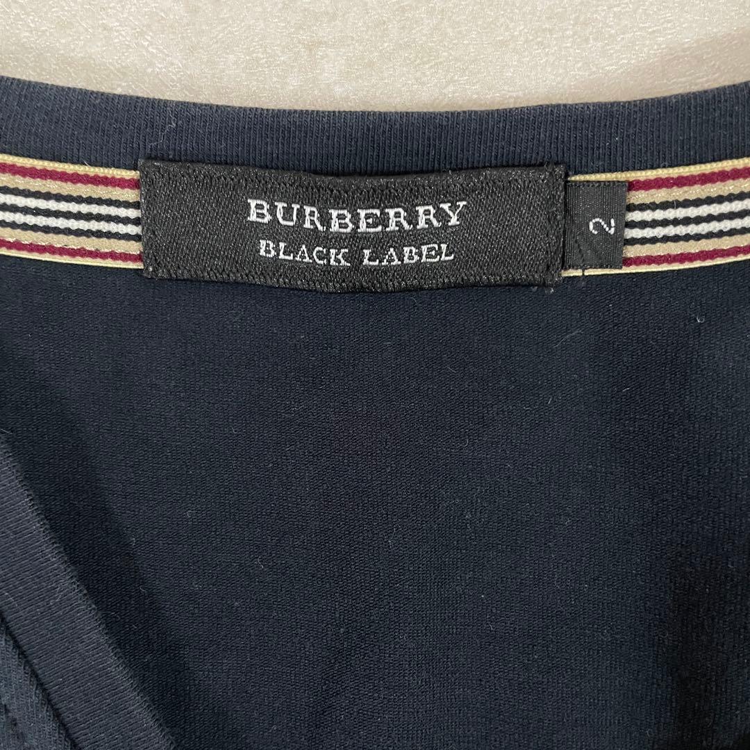 【美品】BURBERRY BLACK LABEL半袖Tシャツ Vネック 2 黒