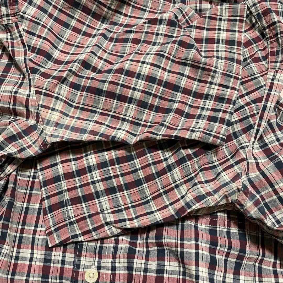 80s ラルフローレン メンズ 半袖 シャツ Mサイズ レッド系 チェック柄