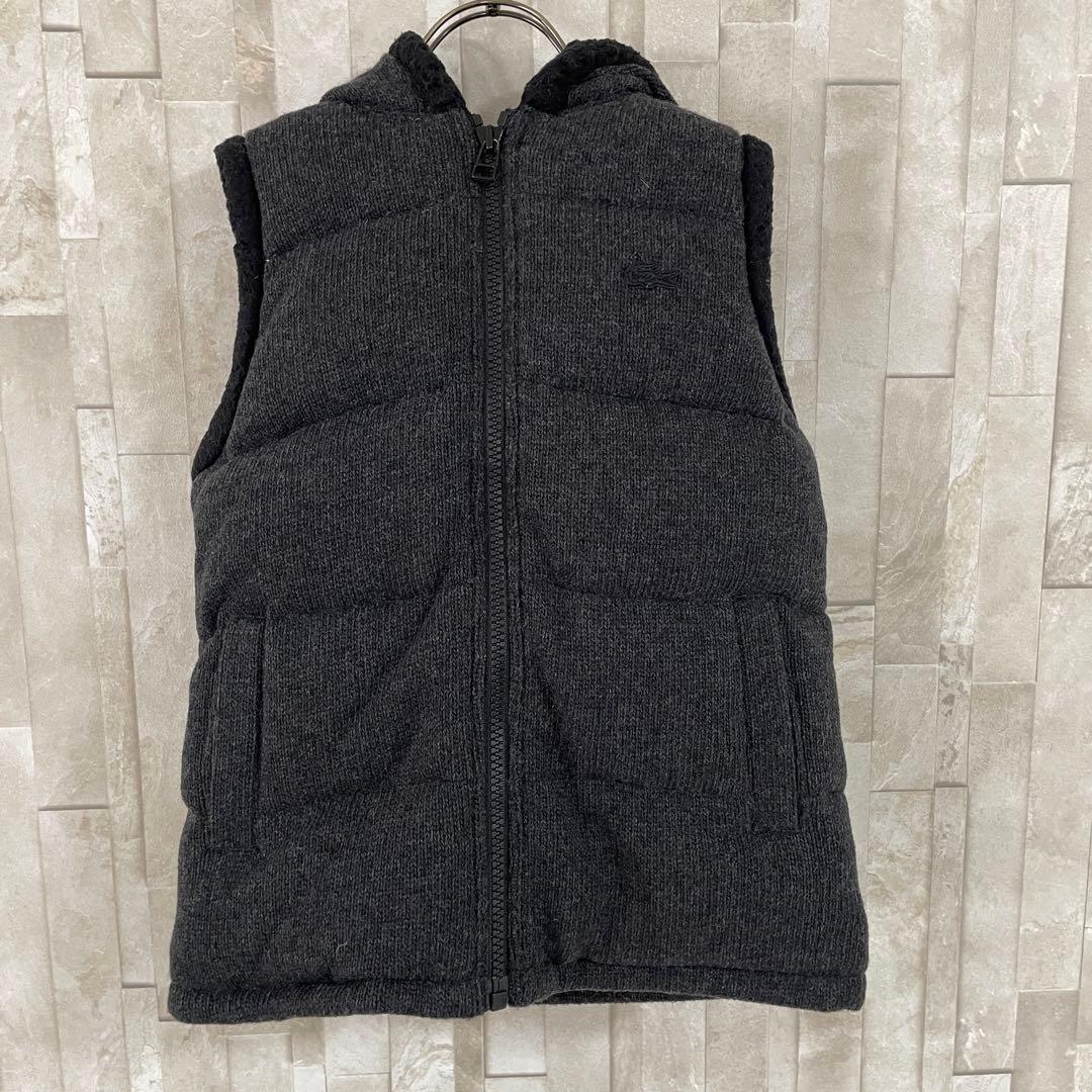 【美品】LACOSTE フード付き ダウンベスト サイズ34 グレー ツートン