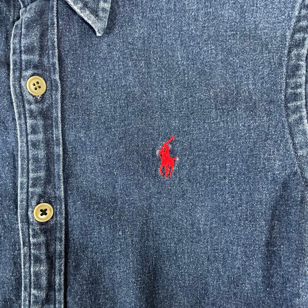 【美品】90s POLO RALPH LAUREN 半袖デニムシャツ ポニー刺繍