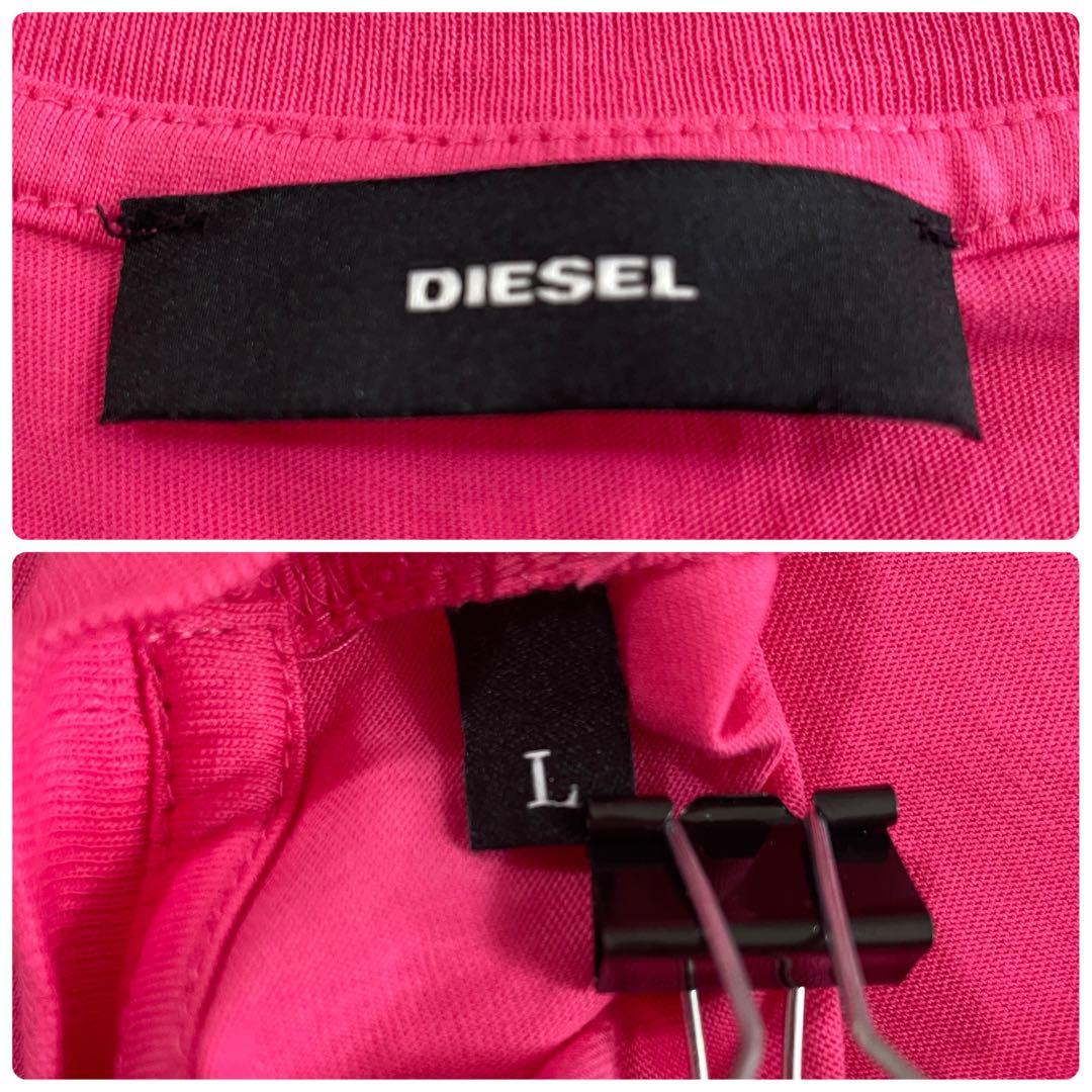 【美品】DIESEL LOVER薔薇プリント Tシャツ ピンク Lサイズ