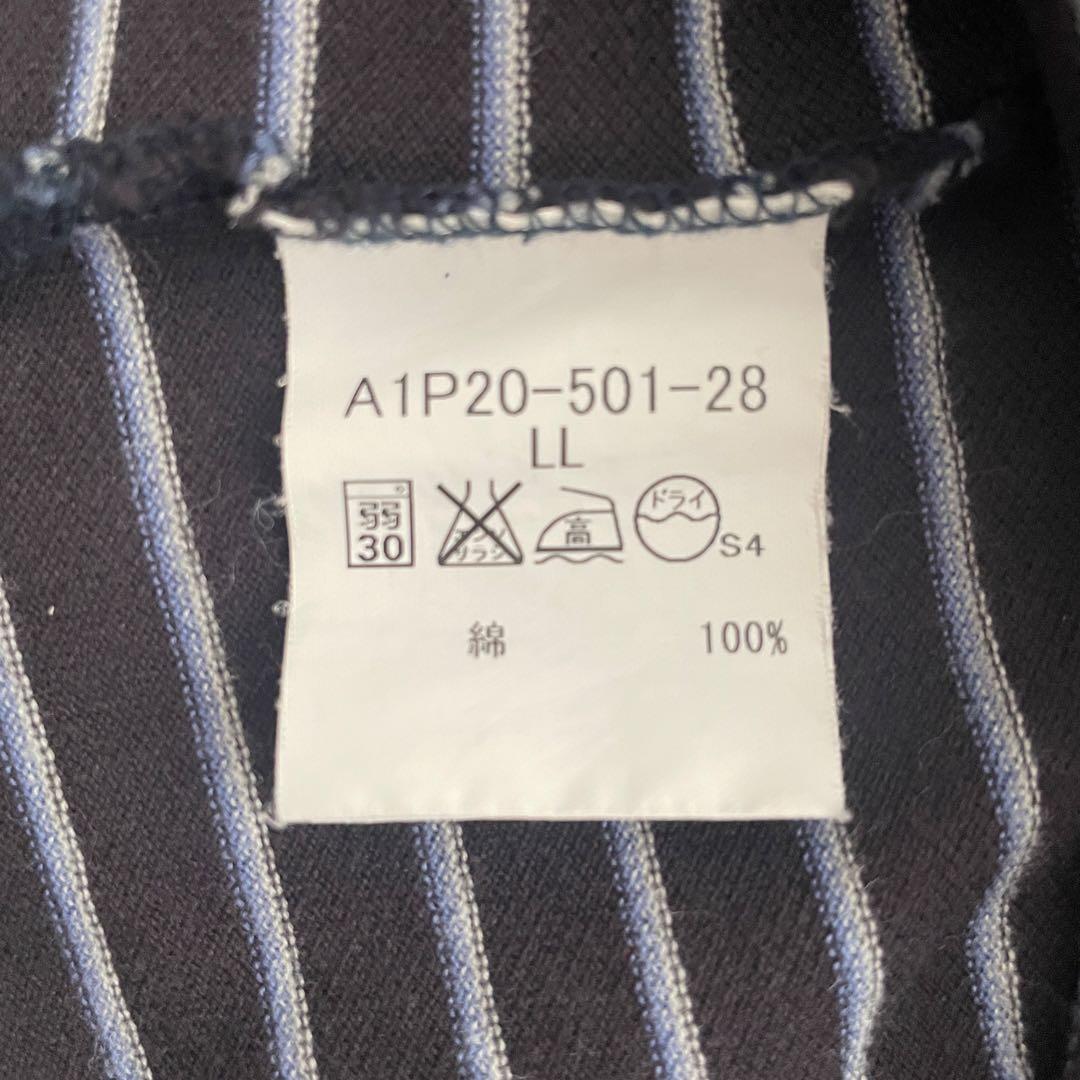 古着 BURBERRY LONDON ボーダー 長袖ポロシャツ LLサイズ