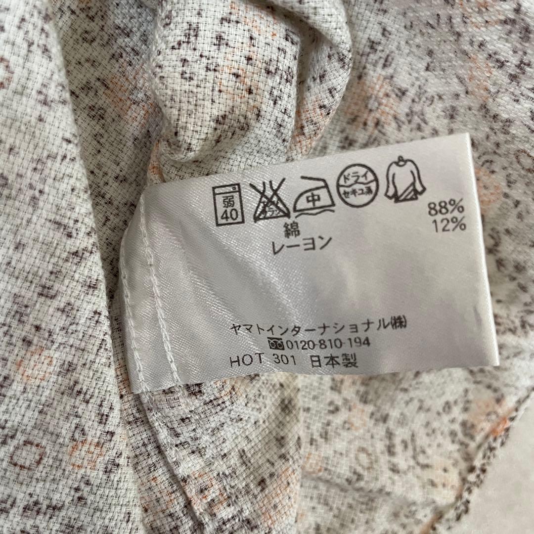 【美品】CROCODILE 半袖シャツ サイズM 花柄 総柄 ロゴ刺繍 日本製