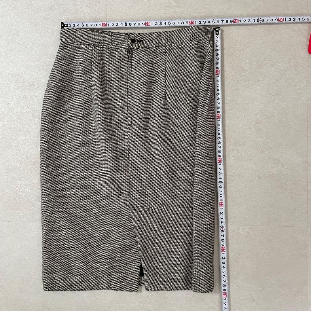 古着 FENDI ひざ丈スカート イタリア製 総柄 グレー×ブラック サイズ40