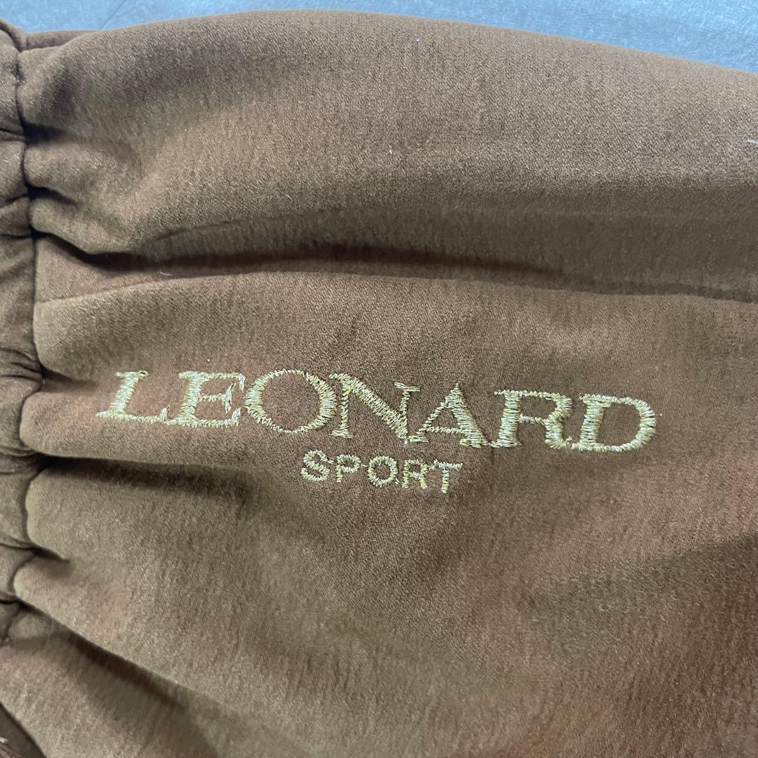 【美品】LEONARD SPORT パンツ 日本製 ロゴ刺繍 L ブラウン