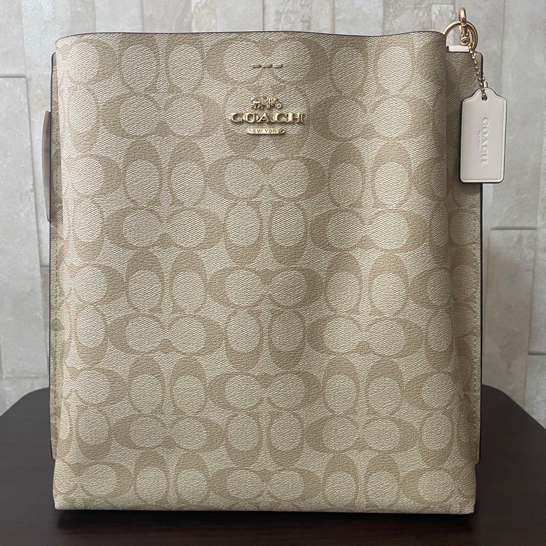 訳あり新品タグ付 COACH モリー バケットバッグ シグネチャー柄