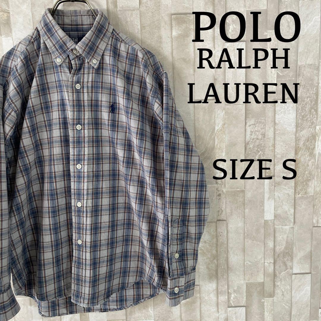 【美品】90s POLO RALPH LAUREN 長袖シャツ S チェック柄