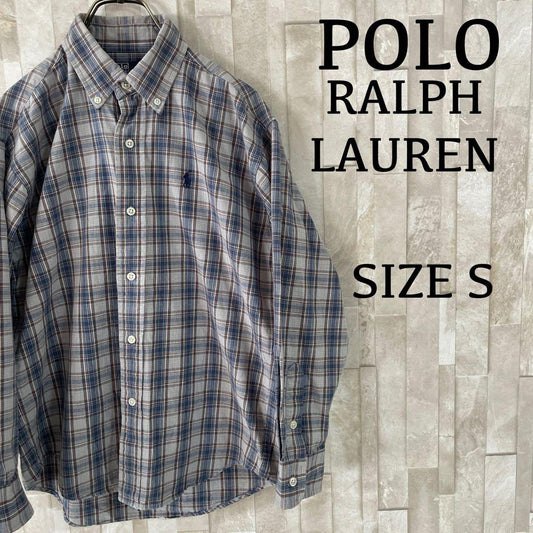 【美品】90s POLO RALPH LAUREN 長袖シャツ S チェック柄