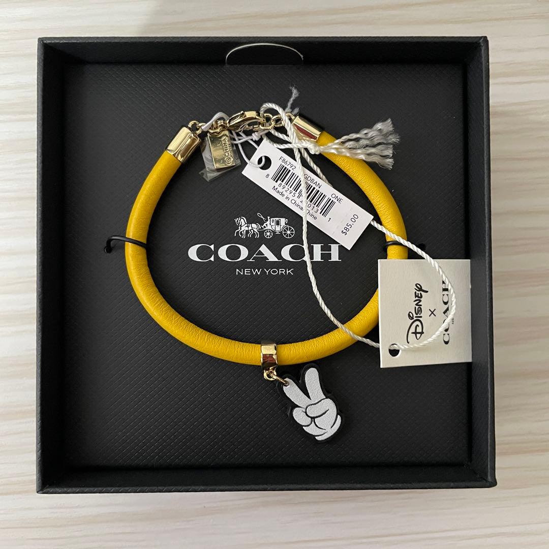 【限定コラボ】訳あり新品 COACH×DISNEY レザーブレスレット 箱付