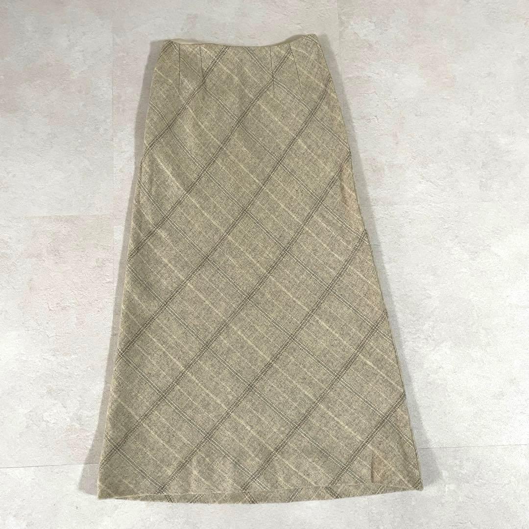 【美品】CELINE ロングスカート フランス製 サイズ38 ベージュ チェック