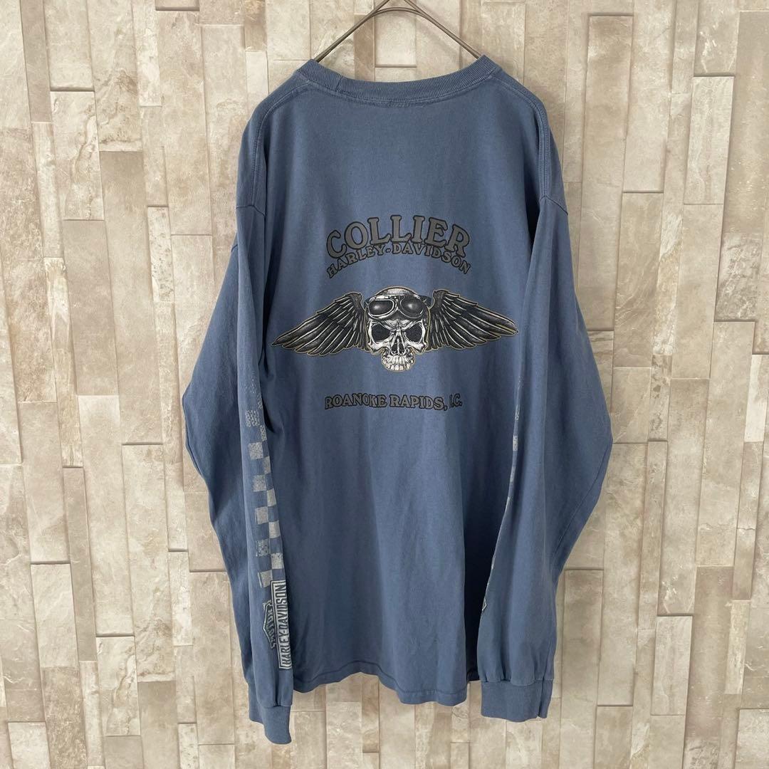 古着 HARLEY-DAVIDSON バイク 袖プリント 長袖Tシャツ