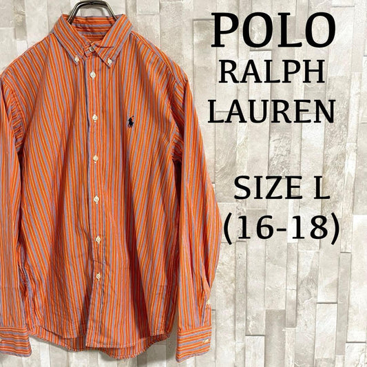 【美品】90s POLO RALPH LAUREN 長袖シャツ ストライプ L