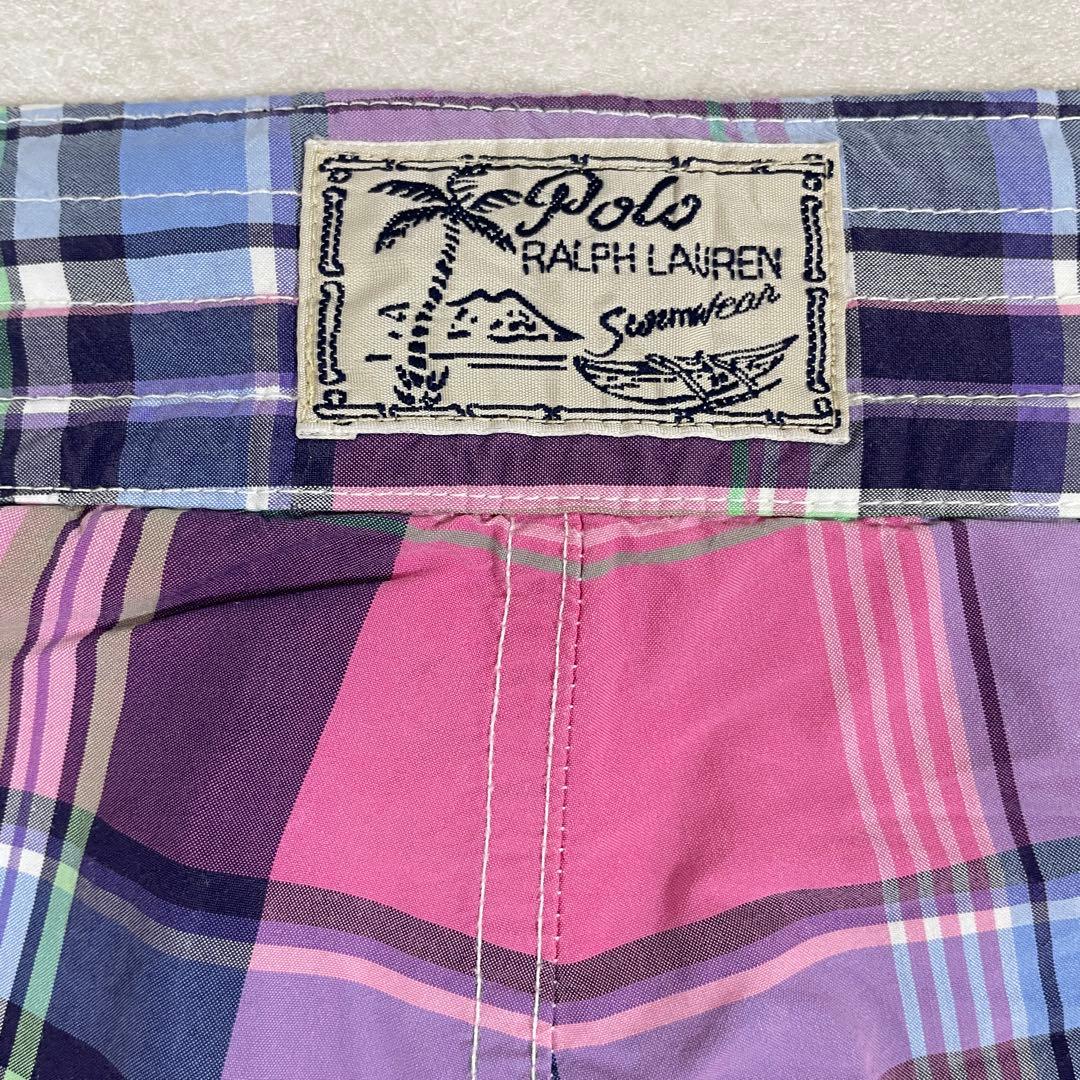 90s POLO RALPH LAUREN スイムショーツ サイズ34ピンク系