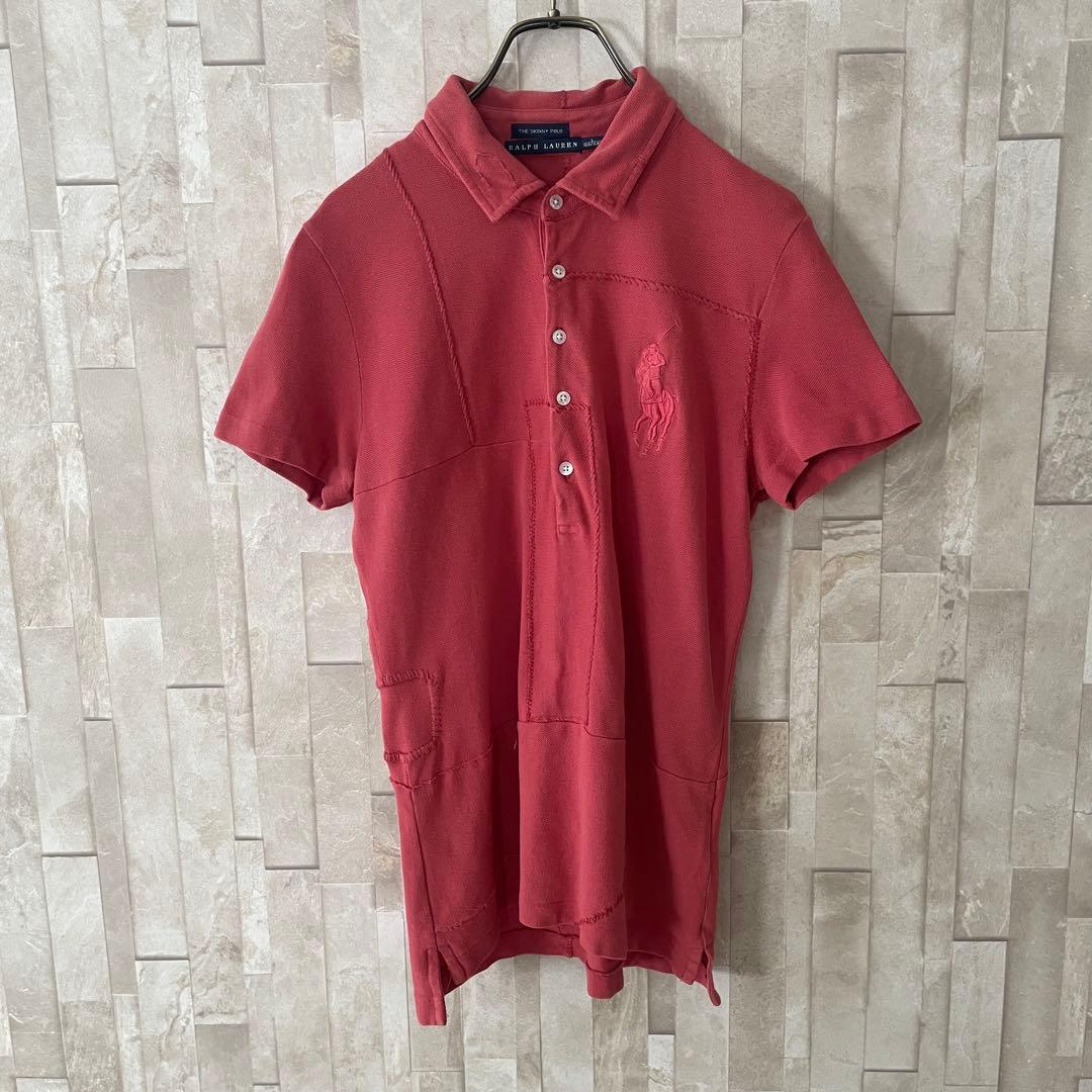 【美品】RALPH LAUREN スキニー パッチワーク ポロシャツ L