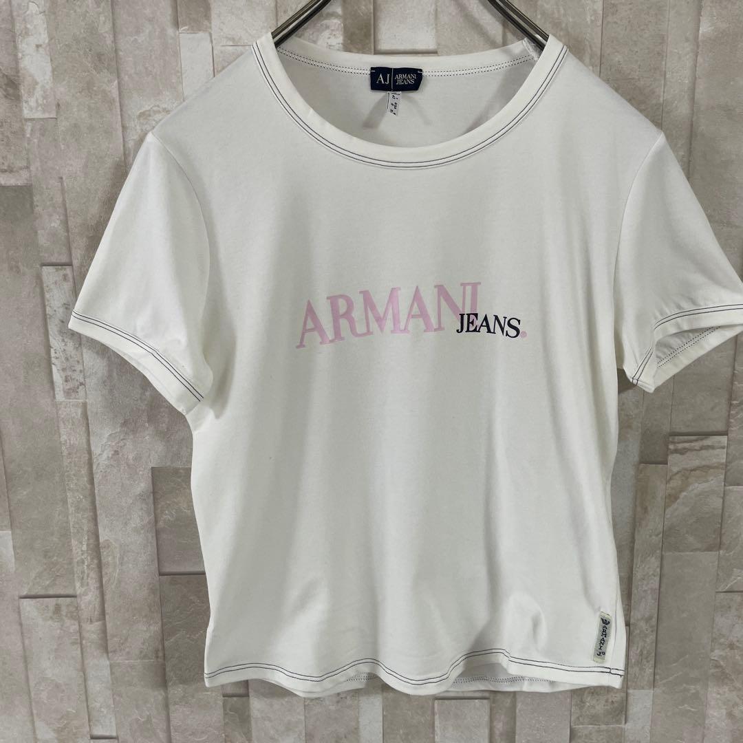 【美品】ARMANI JEANS 半袖Tシャツ ホワイト サイズ8