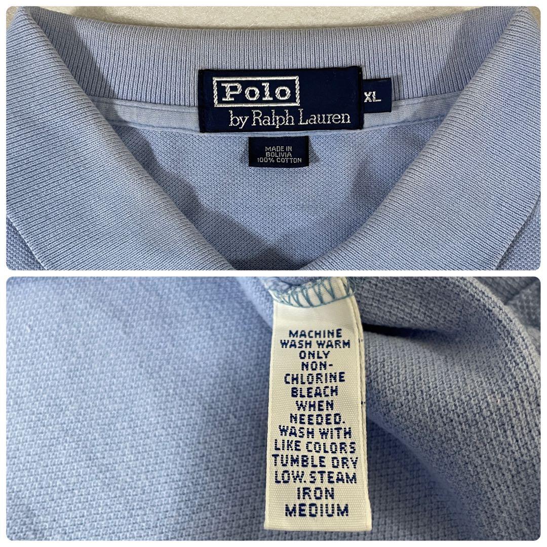 90s POLO RALPH LAUREN 半袖ポロシャツ XL ライトブルー