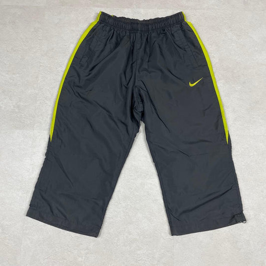 古着 Nike トラックパンツ 7分丈 ブラック×グリーン M