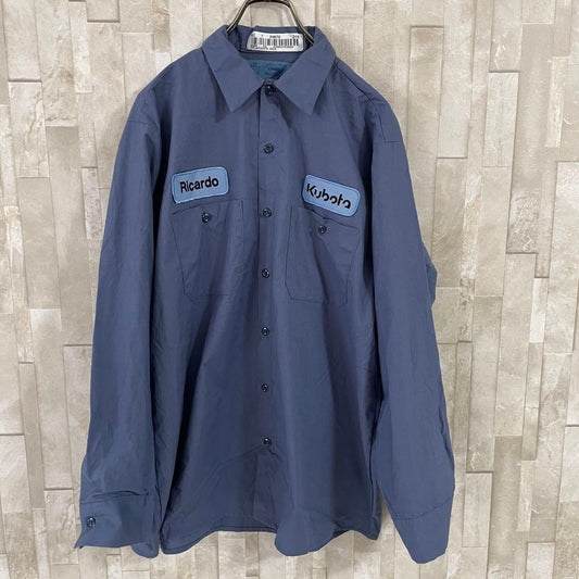 【美品】CiNTAS 長袖ワークシャツ ワッペン刺繍 サイズL ブルー