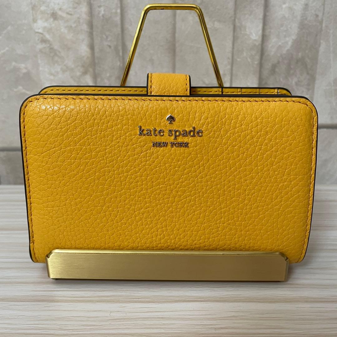訳あり新品 kate spade 二つ折り財布 イエロー