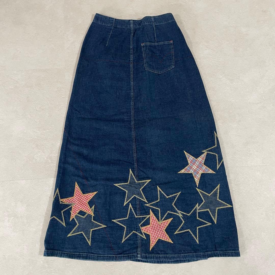 古着 HYSTERIC GLAMOUR デニム ロングスカート スターパッチ