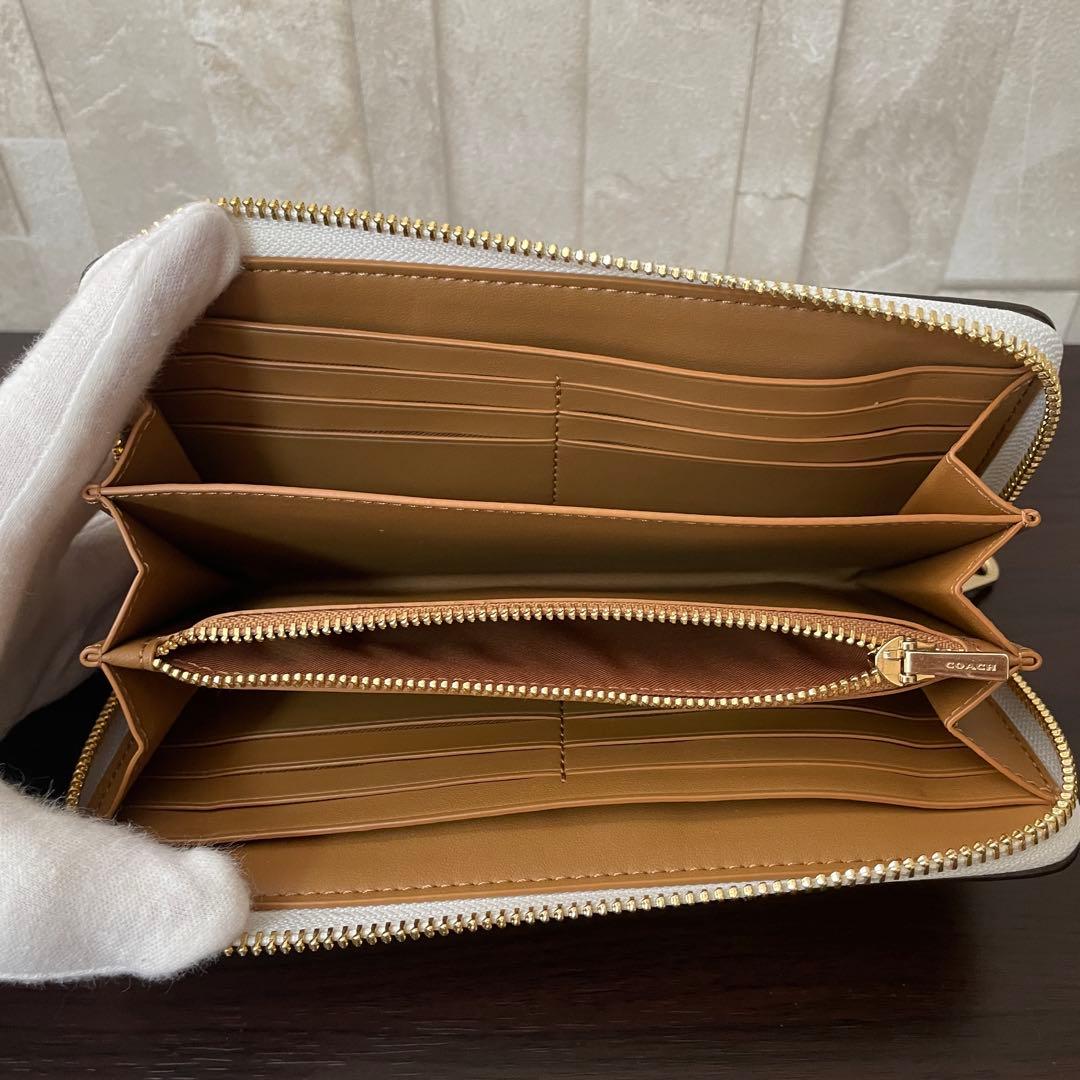 訳あり新品 COACH 長財布 シグネチャー グレイシャーホワイト