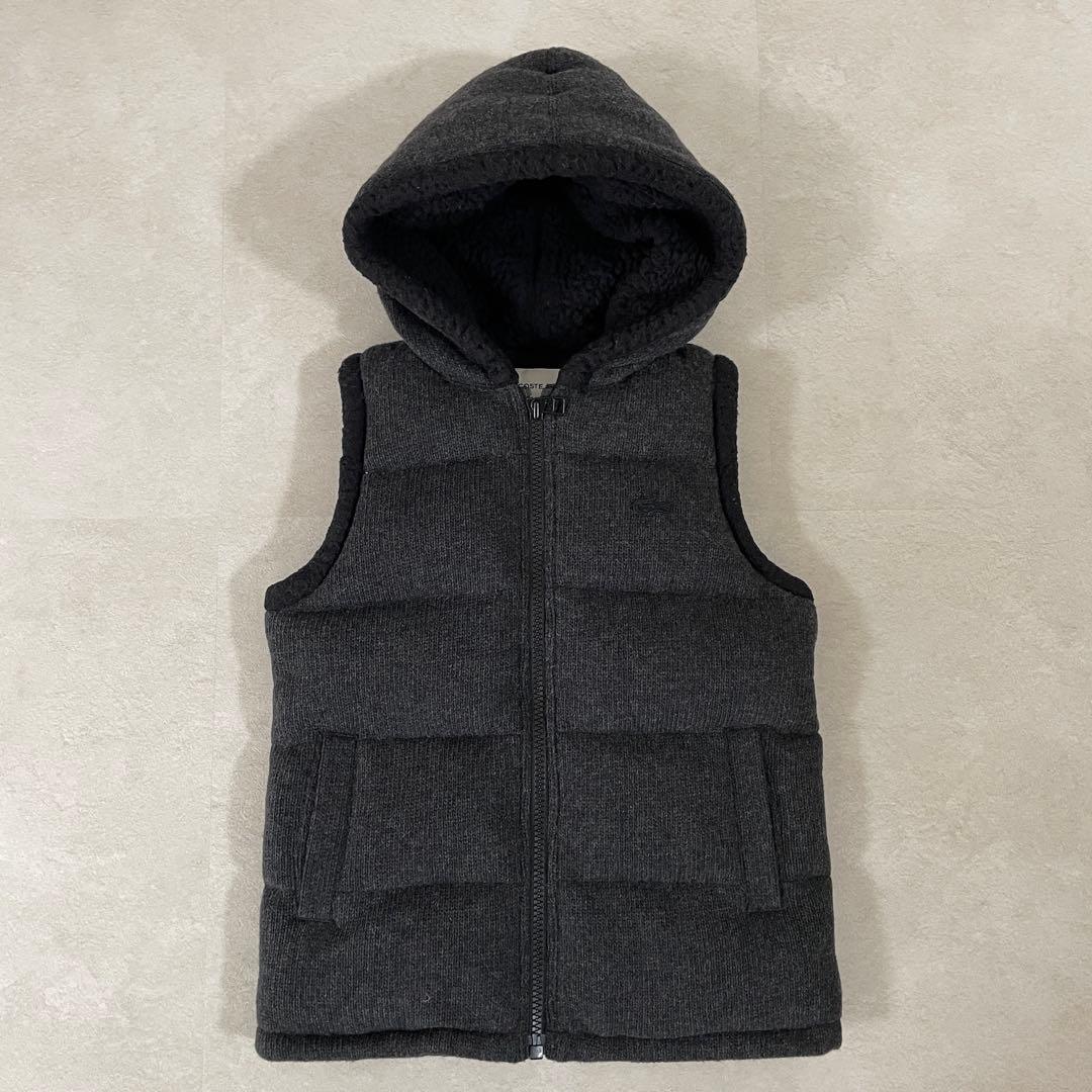 【美品】LACOSTE フード付き ダウンベスト サイズ34 グレー ツートン