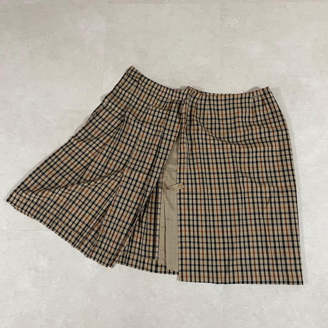 【美品】DAKS LONDON プリーツロングスカート 61-89 チェック柄