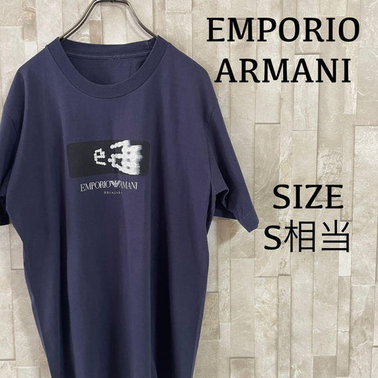 古着 EMPORIO ARMANI ロゴプリント ネイビー 半袖Tシャツ