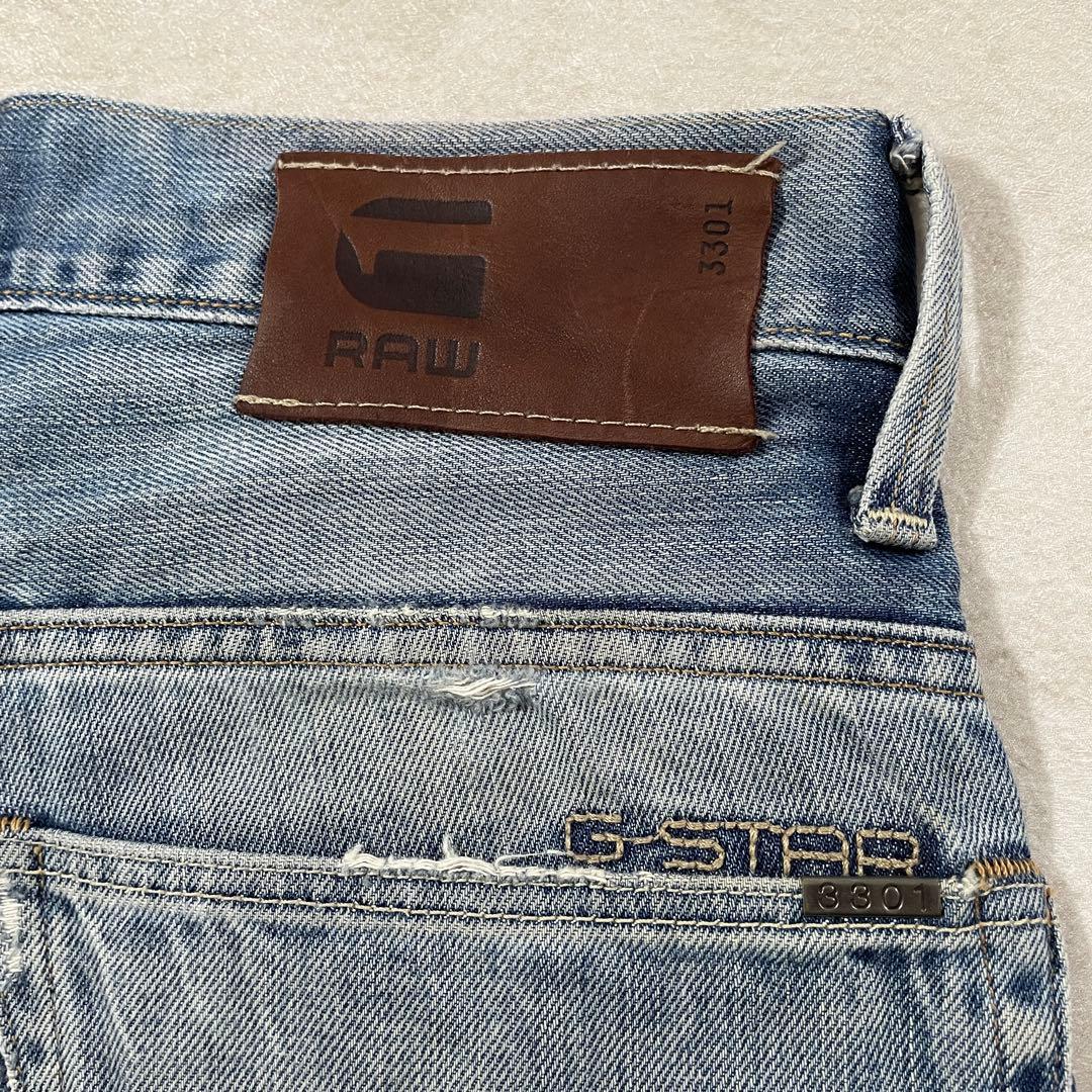 古着 G-STAR RAW ダメージデニム 3301 サイズ28 レングス32
