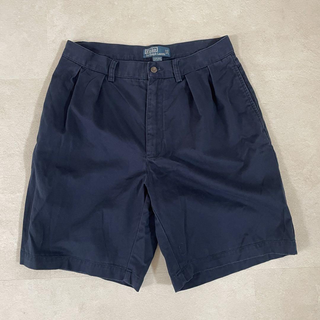 【美品】90s POLO RALPH LAUREN ハーフパンツ ポロチノ 紺