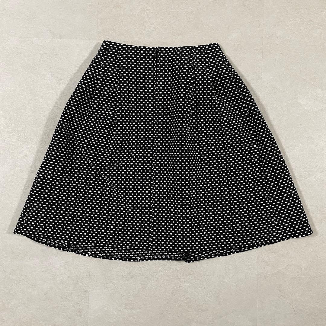 【美品】René ひざ丈スカート ドット柄 サイズ36 ブラック×ホワイト