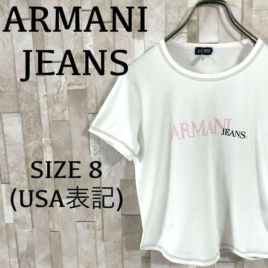 【美品】ARMANI JEANS 半袖Tシャツ ホワイト サイズ8
