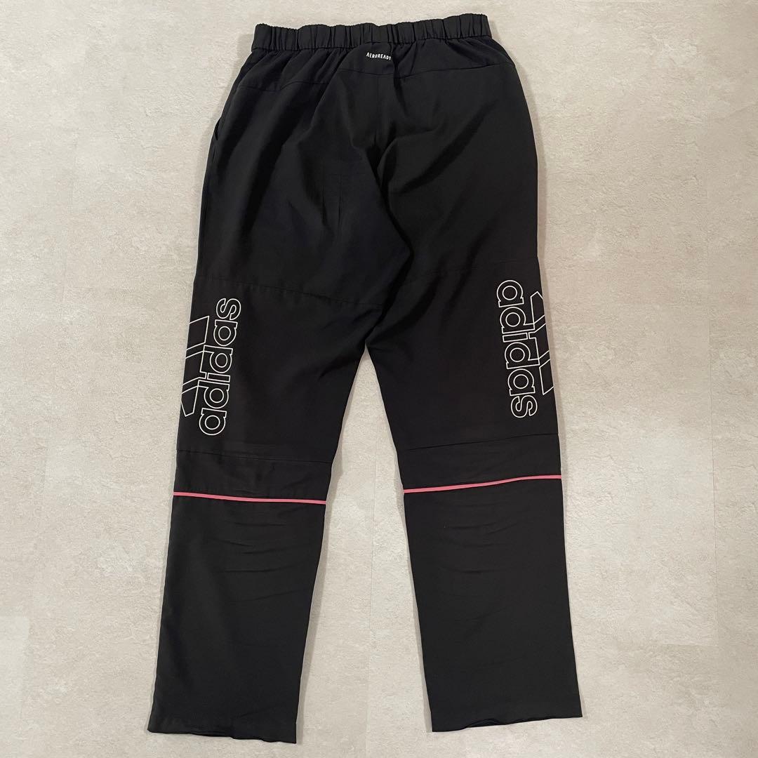 古着 adidas トラックパンツ ビックロゴ ブラック Sサイズ