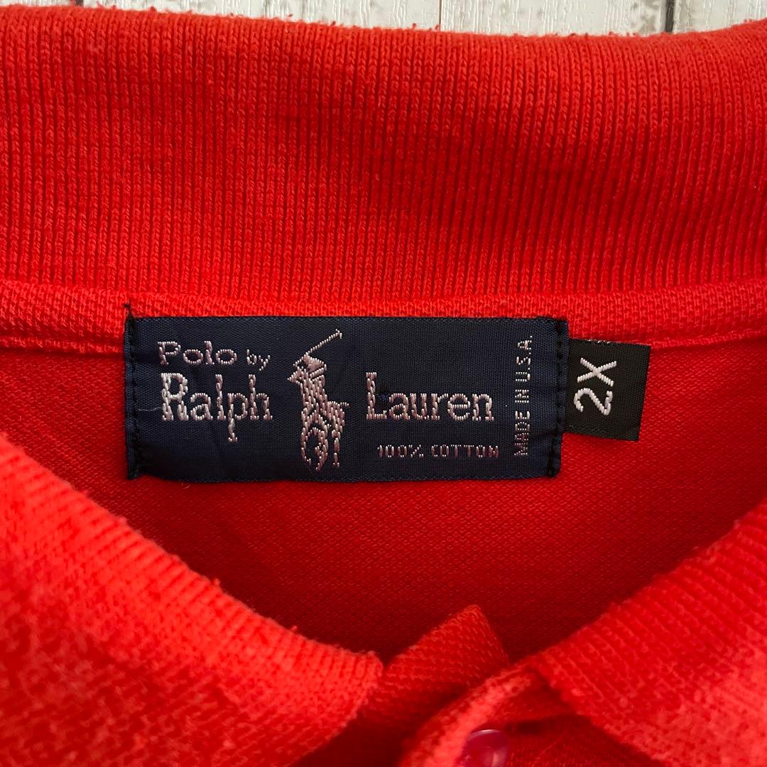 【美品】古着 90s ラルフローレン 半袖ポロシャツ 2XL レッド USA製