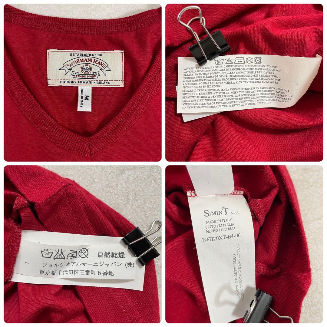 古着ARMANI JEANS Tシャツ ロゴプリント サイズM レッド