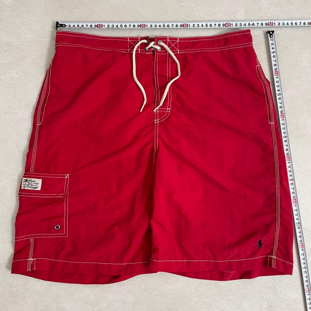 90s POLO RALPH LAUREN レッド スイムショーツ Lサイズ
