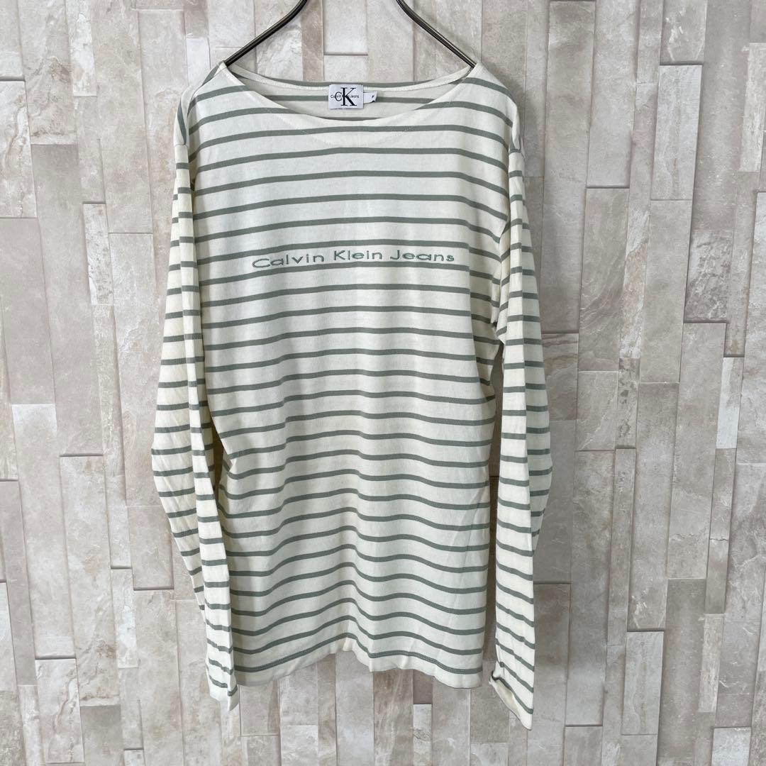古着 Calvin Klein Jeans長袖Tシャツ サイズM ボーダー柄