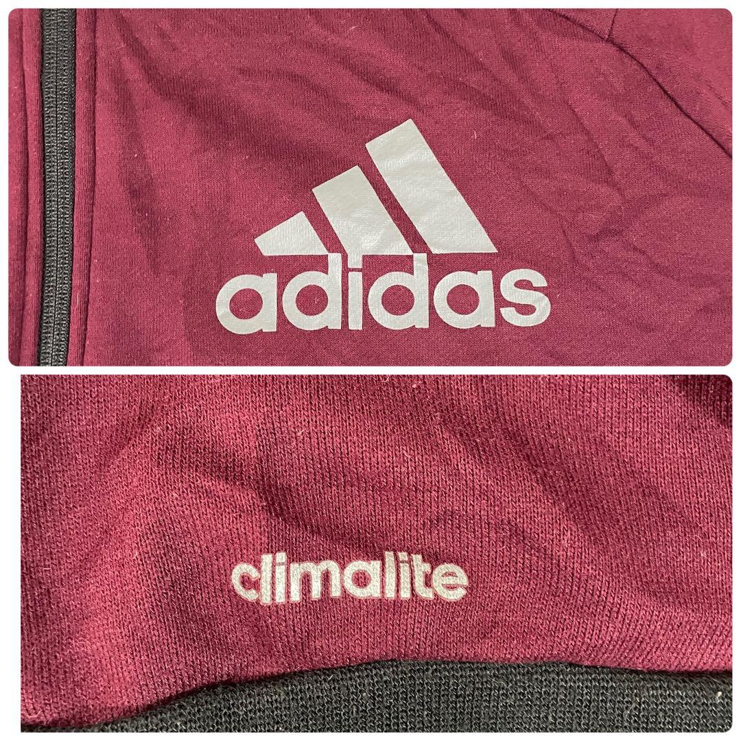 古着 adidas ジップアップ パーカー climalite ワインレッド