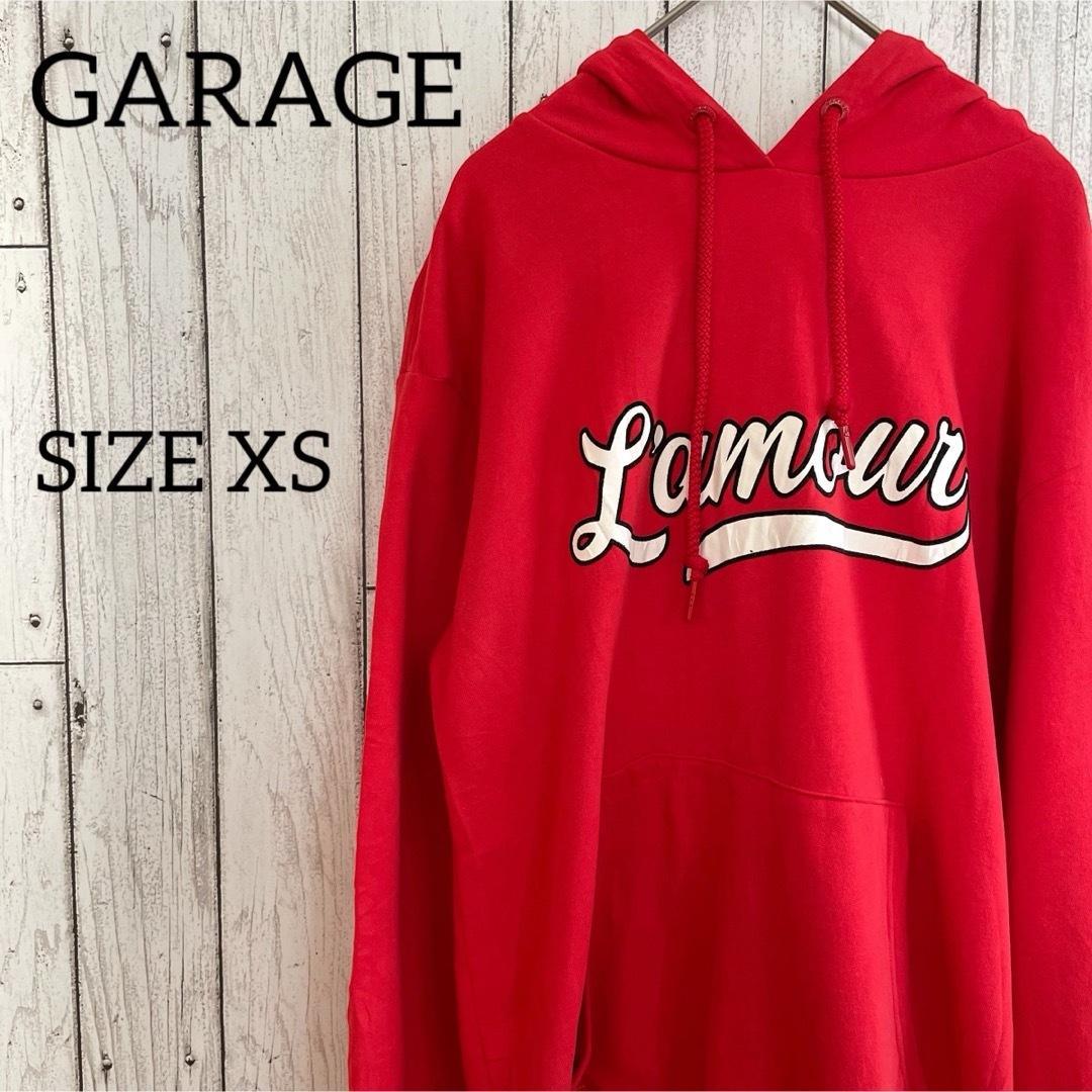 【美品】USA古着GARAGE ガレージ メンズ 長袖パーカー XS レッド