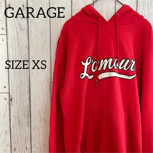 【美品】USA古着GARAGE ガレージ メンズ 長袖パーカー XS レッド