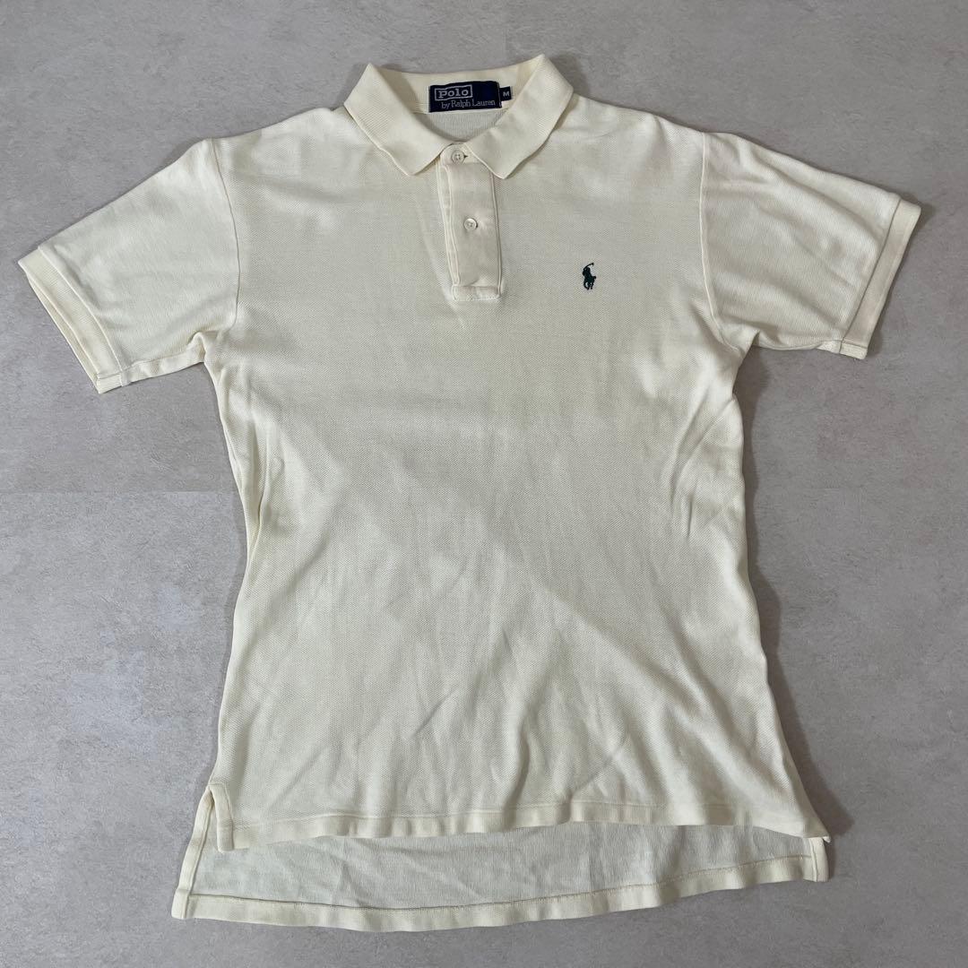 90s POLO RALPH LAUREN 半袖ポロシャツ サイズM アイボリー