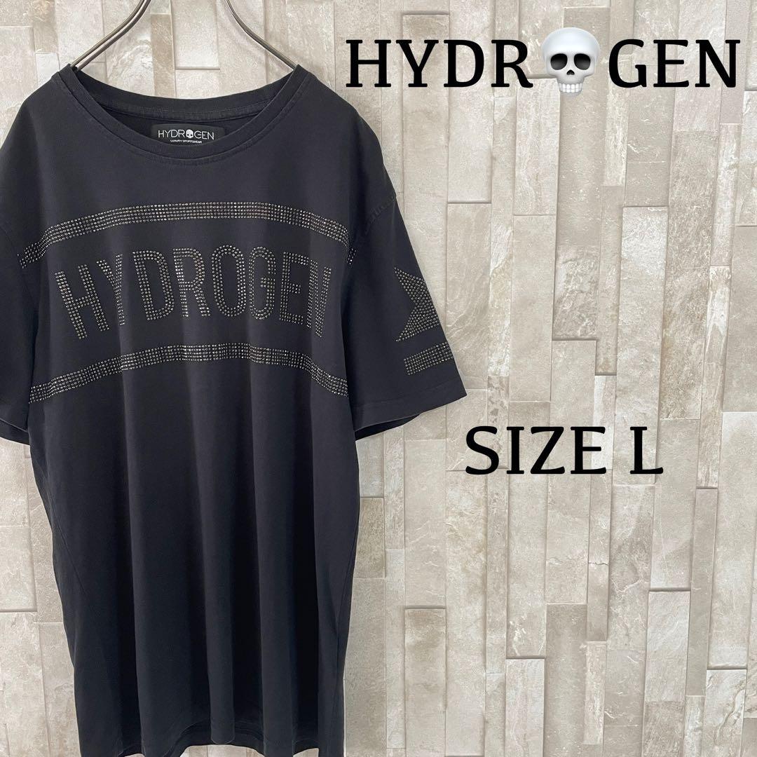 古着 HYDROGEN 半袖Tシャツ スパンコール サイズL ブラック