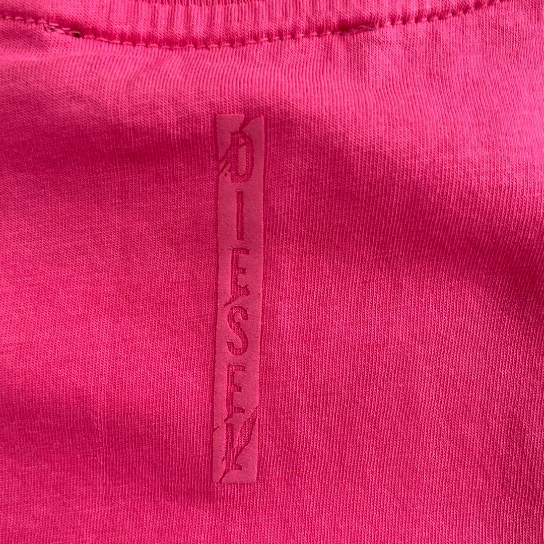 【美品】DIESEL LOVER薔薇プリント Tシャツ ピンク Lサイズ